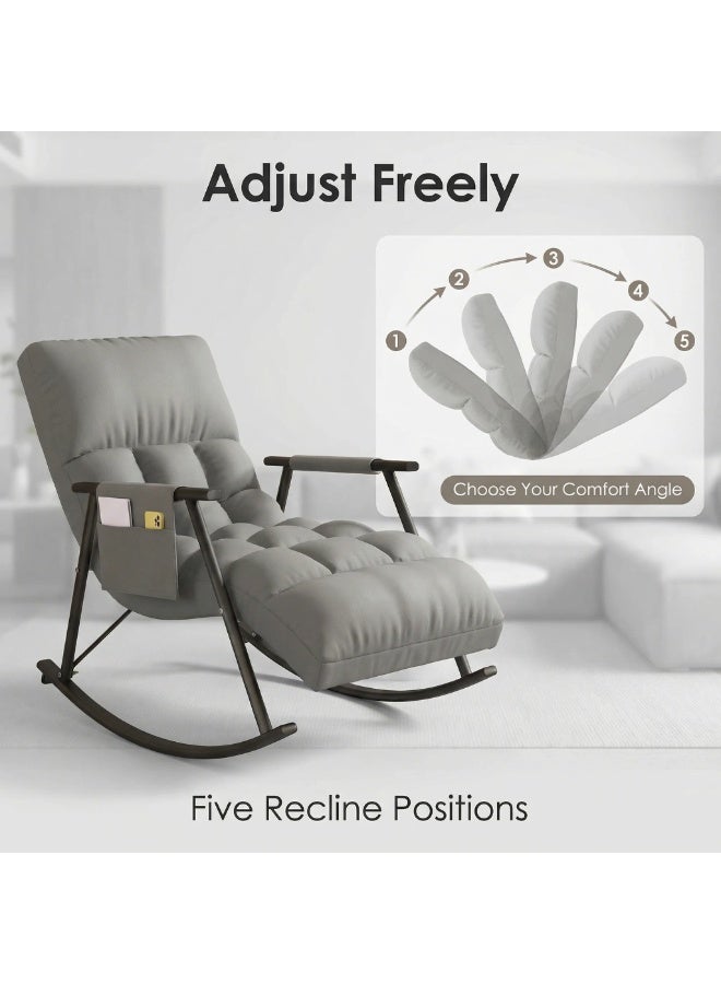 واي آند دي كرسي هزاز، كرسي استرخاء، كرسي استراحة، أريكة استرخاء عصرية قابلة للتعديل، يمكن الاستلقاء أو النوم عليها، كرسي أريكة كسول، كرسي هزاز فردي للشقة، غرفة المعيشة، غرفة النوم، الشرفة - Image 3